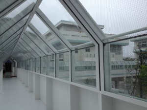 雨の日も渡り廊下があるので濡れずに移動できます